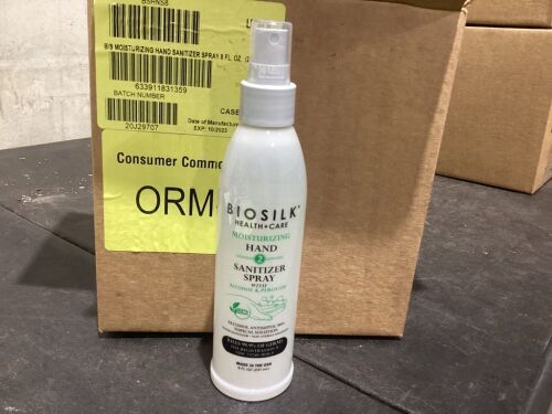 Case of (12) BioSilk Health+Care Hand Sanitizer Spray with Alcohol & Peroxide, 8oz - Exp 10/2023 - Lot 219