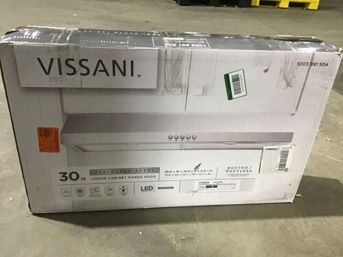 Vissani 30 in. W Convertible Under Cabinet Range Hood with Charcoal Filter in Stainless Steel - Missing Parts  - Lot 1166