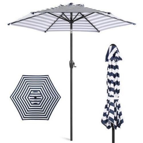 Outdoor Market Patio Umbrella w/ Push Button Tilt, Crank Lift - 7.5ft  - Lot 188