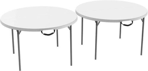 Lifetime 48" Light Commercial Fold-in-Half Round Table, White Granite, 2 Pack  - Lot 355