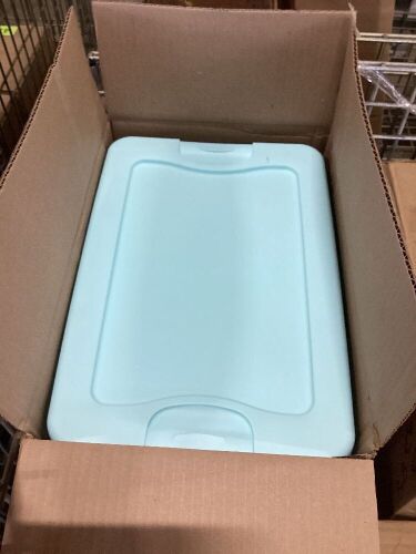 Case of Sterilite 15 qt Latching Storage Containers, Turqouise Lid - Lot 519