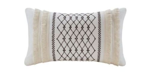Bea Cotton with Tassels Oversize Lumbar Throw Pillow Ivory - Lot 892