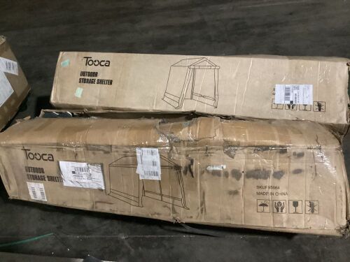 Lot of (2) Tooca Outdoor Storage Shelters - Missing Pieces, For Parts or Repair  - Lot 99