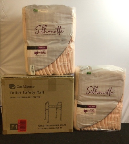 2 pkgs Silhouette Underwear for Women, L & a Toilet Safety Rail - Lot 93