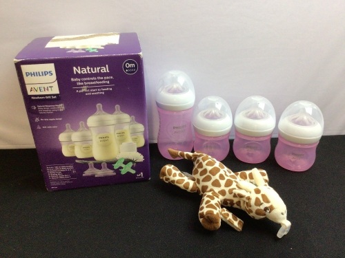 Bundle of Misc Philips Avent Baby Bottles & Plush Animal - Lot 127