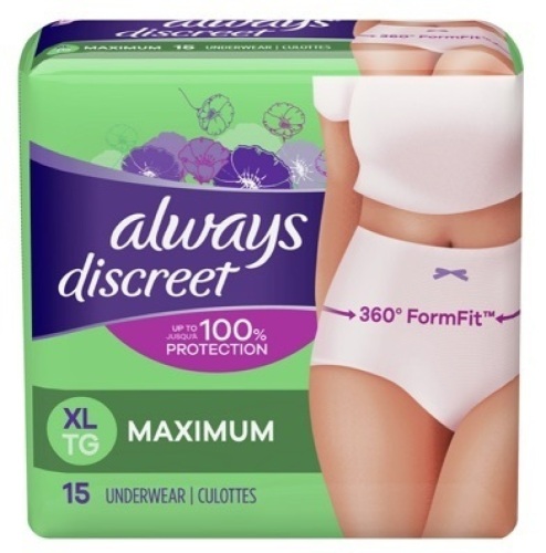 Always Discreet Underwear for Women, XL 15pk - Lot 154