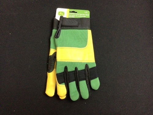 John Deere Cowhide Leather Gloves/Spandex Back, Large - Lot 170