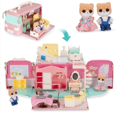 Camper Van Playset Pretend Play Dollhouse with Tiny Critters - Lot 202