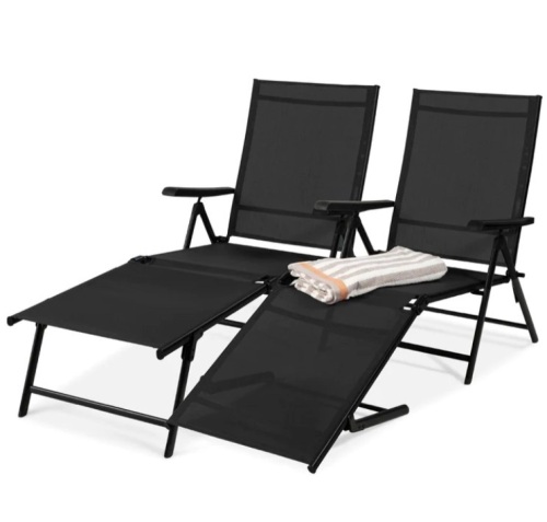 Set of 2 Outdoor Patio Chaise Recliner Lounge Chairs w/ Rust-Resistant Frame - Lot 264