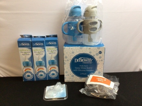 Bundle of Misc Dr. Brown's Baby Bottles & Nipples - Lot 290