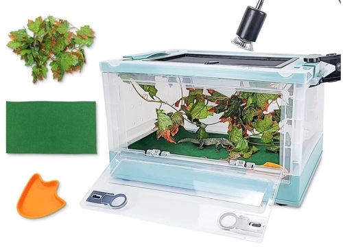 Foldable Reptile Terrariums Kit with Plant, Feeding Bowl, Carpet - Lot 296