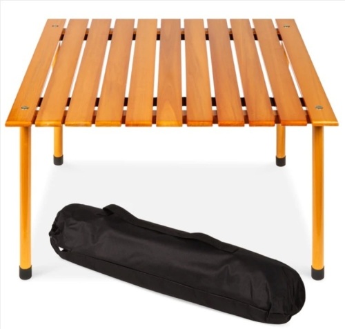 Foldable Indoor Outdoor Wooden Table w/ Carrying Case - 28x28in - Lot 381
