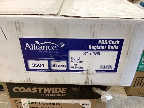 Alliance POS/ Cash Register Rolls, 3"x150'  50 Rolls - Lot 478