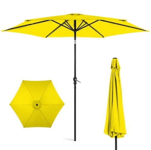 Outdoor Steel Market Patio Umbrella Decoration w/ Tilt, Crank Lift - 10ft - Lot 507