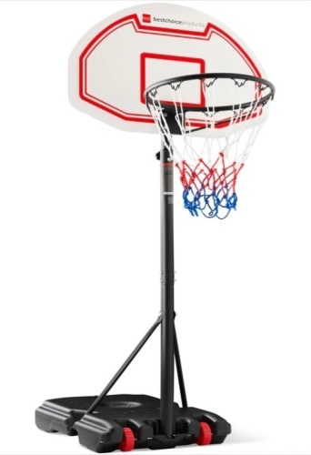 Kids Height-Adjustable Basketball Hoop, Portable Backboard System w/ Wheels - Lot 534