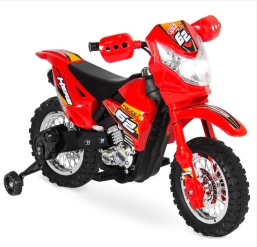 6V Kids Electric Ride-On Motorcycle Toy w/ Training Wheels, Lights, Music - Lot 554