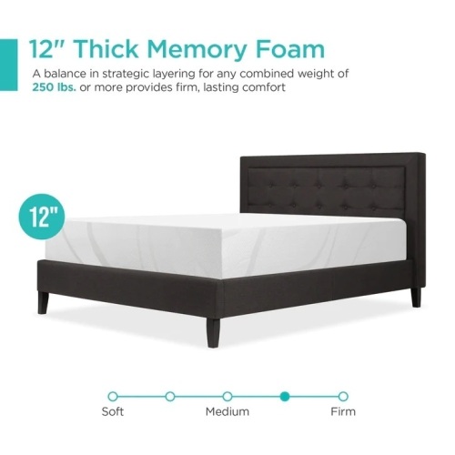 12in Medium-Firm Green Tea & Bamboo Charcoal Gel Memory Foam Mattress - Lot 153