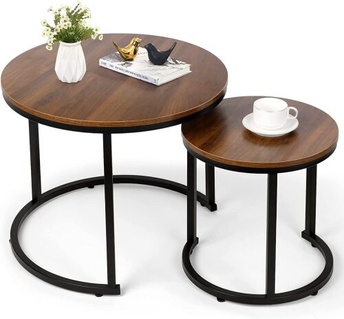 Ohwill Nesting Coffee Tables Set of 2, Small Round Coffee Tables - Lot 9760