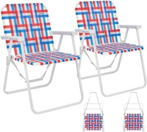 WEJOY Folding Webbed Lawn Beach Chair 2pack-Red - Lot 301
