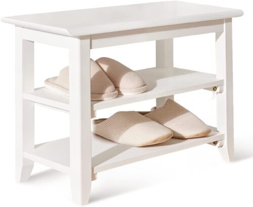 OGCAU Shoe Rack Bench,3 Tier Wooden Storage Bench - Lot 320