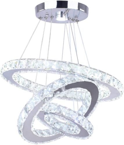 Winretro 3 Ring Modern LED Crystal Chandelier Light Fixture - Lot 347