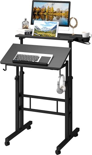 Klvied Mobile Standing Desk with Cup Holder - Lot 350