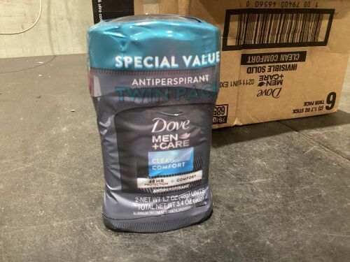 Case of Dove Men+ Care Invisible Solid Antiperspirant, Clean Comfort - Exp 2/23 - Lot 849