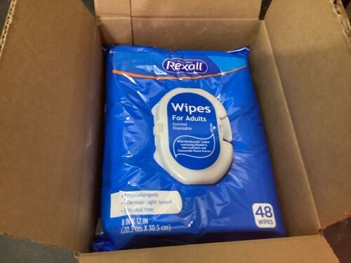 Case of (3) Rexall Scented Disposable Wipes for Adults, 48ct  - Lot 626