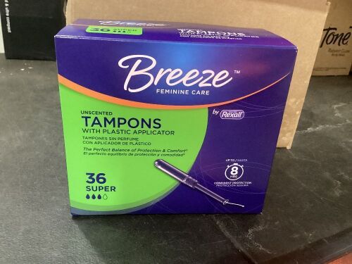 Case of (3) Breeze Unscented Tampons, Super, 36 ct - Lot 886
