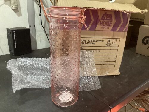 Case of (4) Pink Glass Canister  - Lot 874