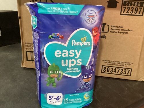 Case of (3) Pampers Easy Up Training Underwear, Size 5t-6t, 15ct - Lot 725