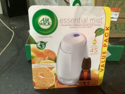 Case of (3) Air Wick Essential Mist Starter Kit Mandarin & Sweet Tangerine  - Lot 421