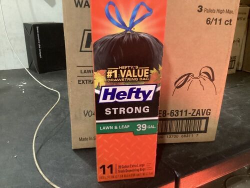 Case of (6) Hefty Strong 39Gal Lawn & Leaf Trash Bags, 11 ct - Lot 534