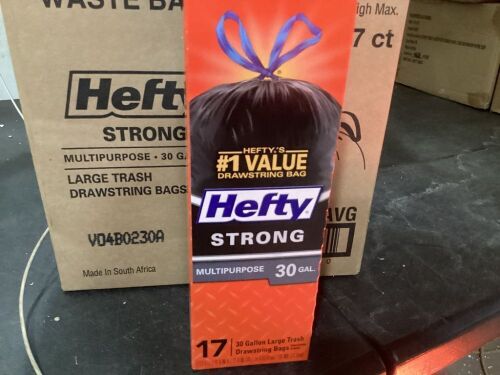 Case of (6) Hefty Strong 30 Gal Drawstring Trash Bags, 17ct  - Lot 987