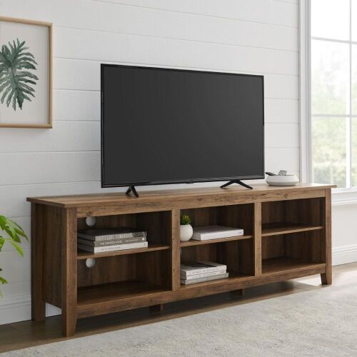 70" Traditional Rustic Farmhouse Wood TV Media Stand Storage Console - Lot 234