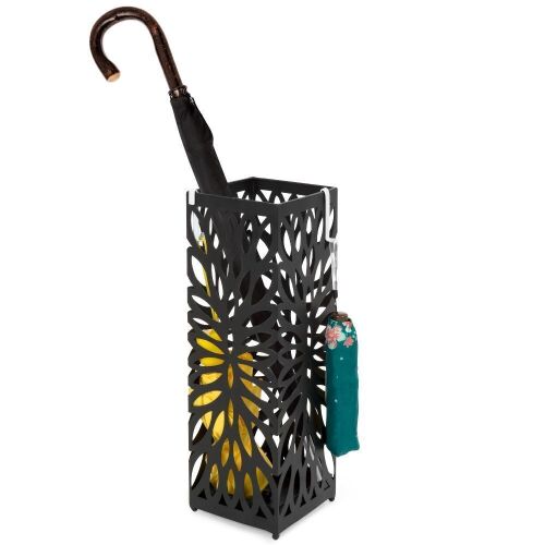 Modern Square Metal Entryway Umbrella Storage Stand - Black - Lot 365