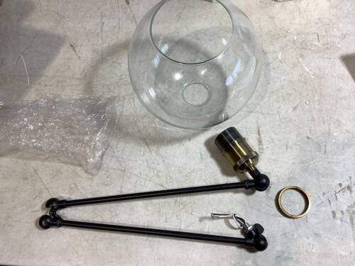 Vintage Industrial Swing Arm Wall Sconce with Glass Shade - Lot 548