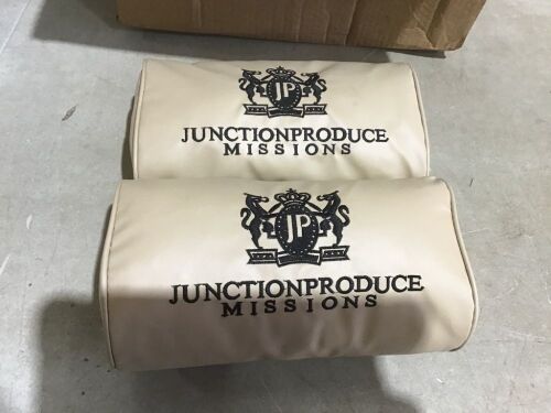 Lot of (2) X2 JP Junction Produce Beige Leather Car Seat Neck Pillows Headrest Cushion Pad  - Lot 739