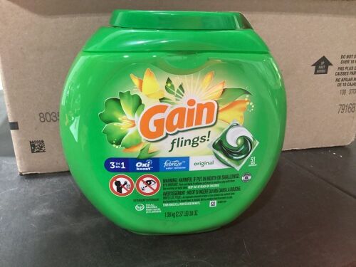 Case of (4) Gain Flings Original Laundry Detergent Pacs, 51ct - Lot 225