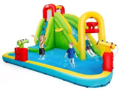 Multi-Color Inflatable Water Slide Kids Bounce House without Blower - Lot 663