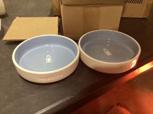 Case of (6) Boots & Barkley 2 Cup Blue Ceramic Pet Bowls  - Lot 512