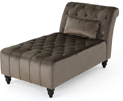 Grey Velvet Chaise  - Lot 120