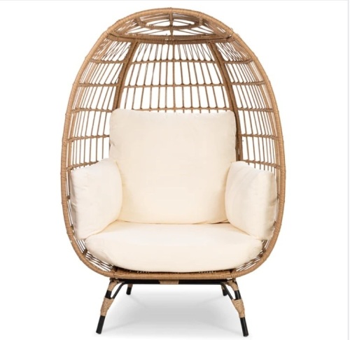 Wicker Egg Chair Oversized Indoor Outdoor Patio Lounger - Lot 158