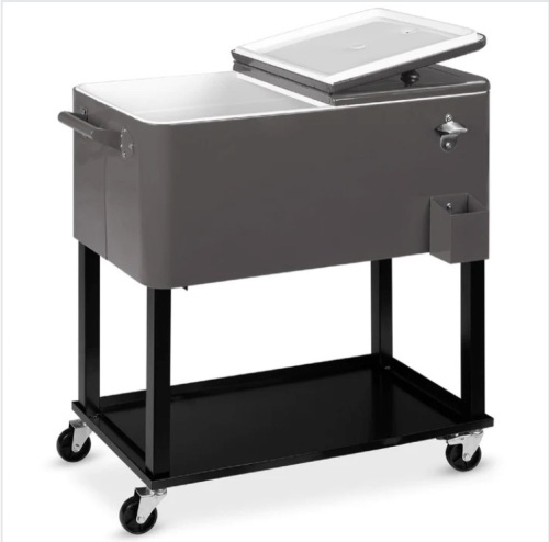 Portable Rolling Cooler Cart w/ Bottle Opener, Catch Tray - 80qt - Lot 182