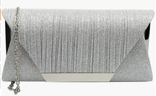 Leanoria Metal Trim Evening Clutch Purse w/ Chain - Lot 212