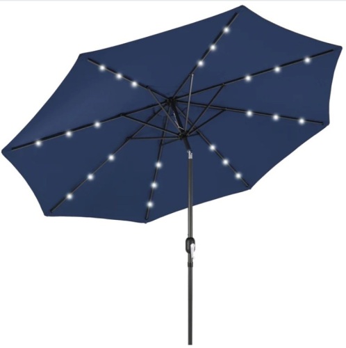 Solar LED Lighted Patio Umbrella w/ Tilt Adjustment, UV-Resistance - 10ft - Lot 214