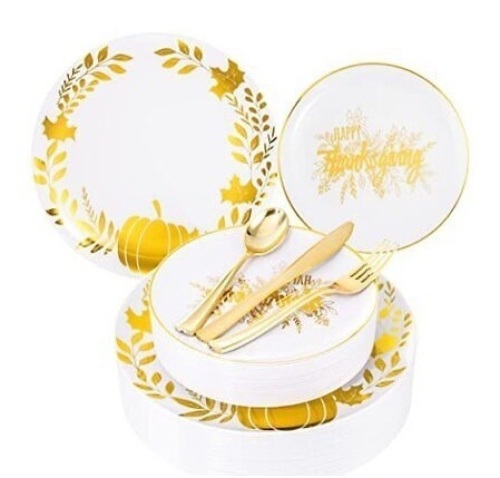 Ciaell 125pc Thanksgiving Plastic Dinnerware Set - Lot 348