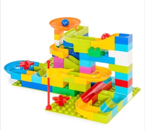 97-Piece Kids Create Your Own Marble Maze Run Racetrack Puzzle Game Set - Lot 386