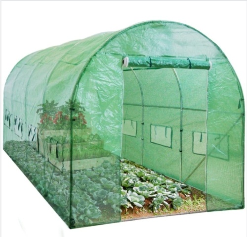 Walk-In Greenhouse Tunnel Tent w/ Roll-Up Windows, Zippered Door - 15x7x7ft - Lot 464