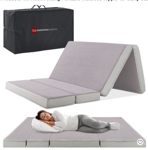 4in Thick Folding Portable Mattress Topper - Lot 131